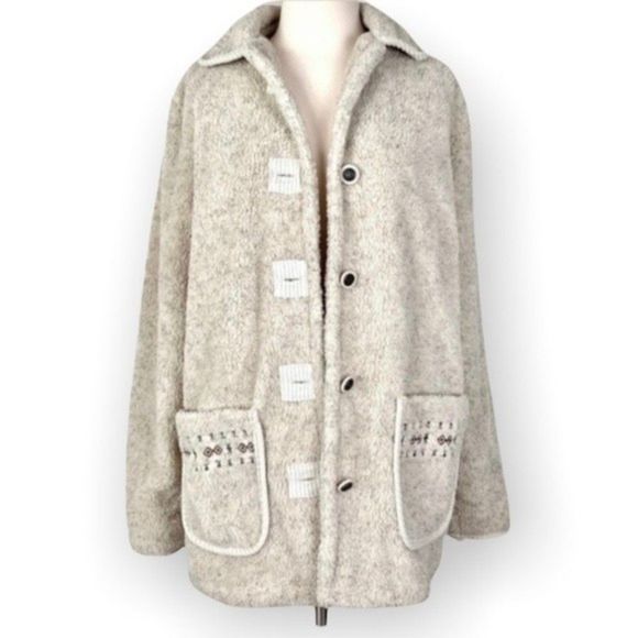 Jackets & Blazers - Vintage Tudor Court by Haband Fuzzy Embroidered Teddy Coat